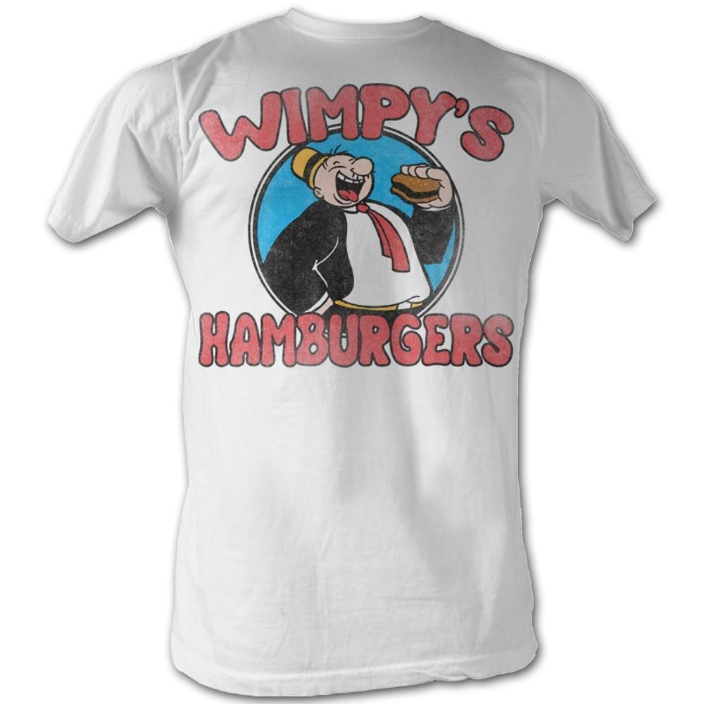 Popeye Wimpys Burgers White Adult T Shirt